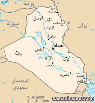 نقشه کشور عراق و همسایگانش